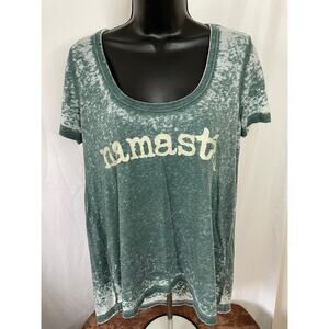 Namasté Distressed Green Graphic Tee Womens M